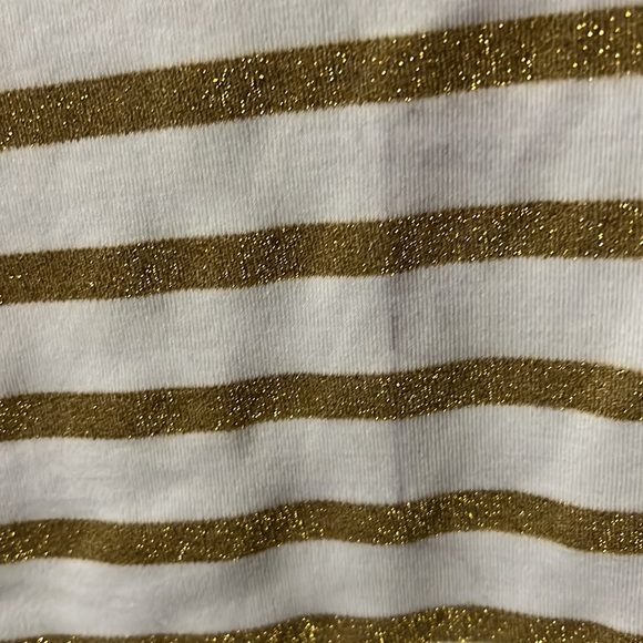 Women’s White Top Gold Stripes Neckline Detail - Picture 3 of 4